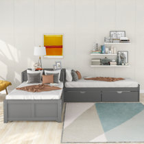 L shaped twin cheap beds with corner unit